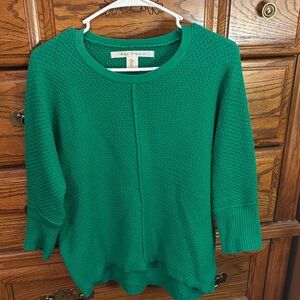 Max Studio Emerald Green Textured Crewneck 3/4 Sweater-NWOT